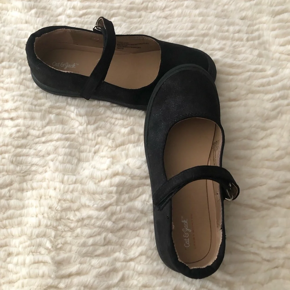 Cat & Jack Olympia Shimmery Black Girls Mary Jane Shoes-size 1